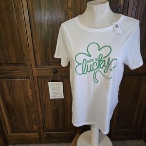 White and Green Women's T-Shirt